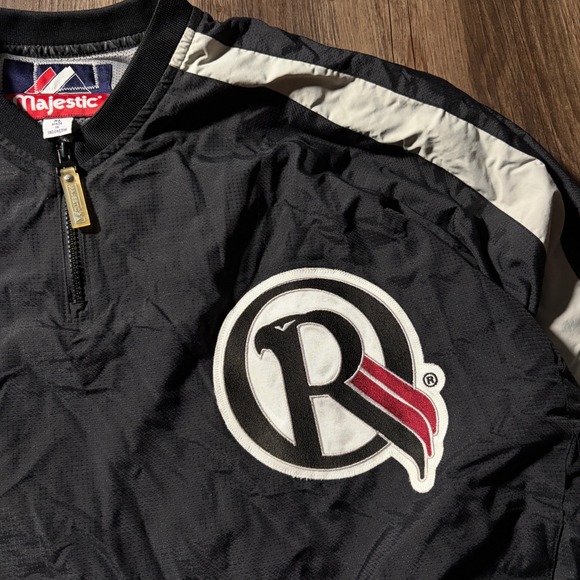 Majestic Men's‎ XL Baseball Pullover Jacket Black R Logo Long Sleeve - Picture 4 of 6